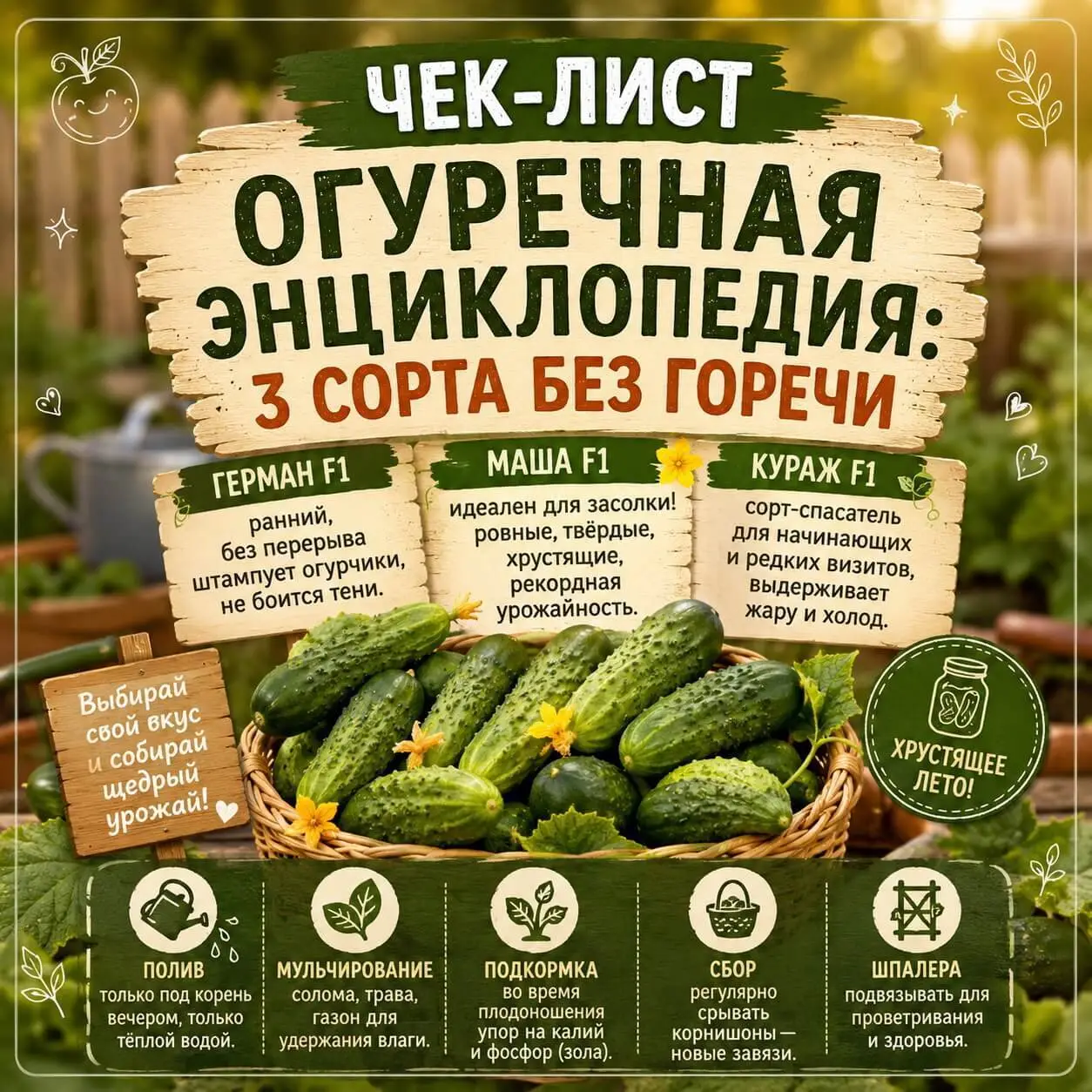 Чек-лист &laquo;Огуречная энциклопедия: 3 сорта без горечи&raquo;