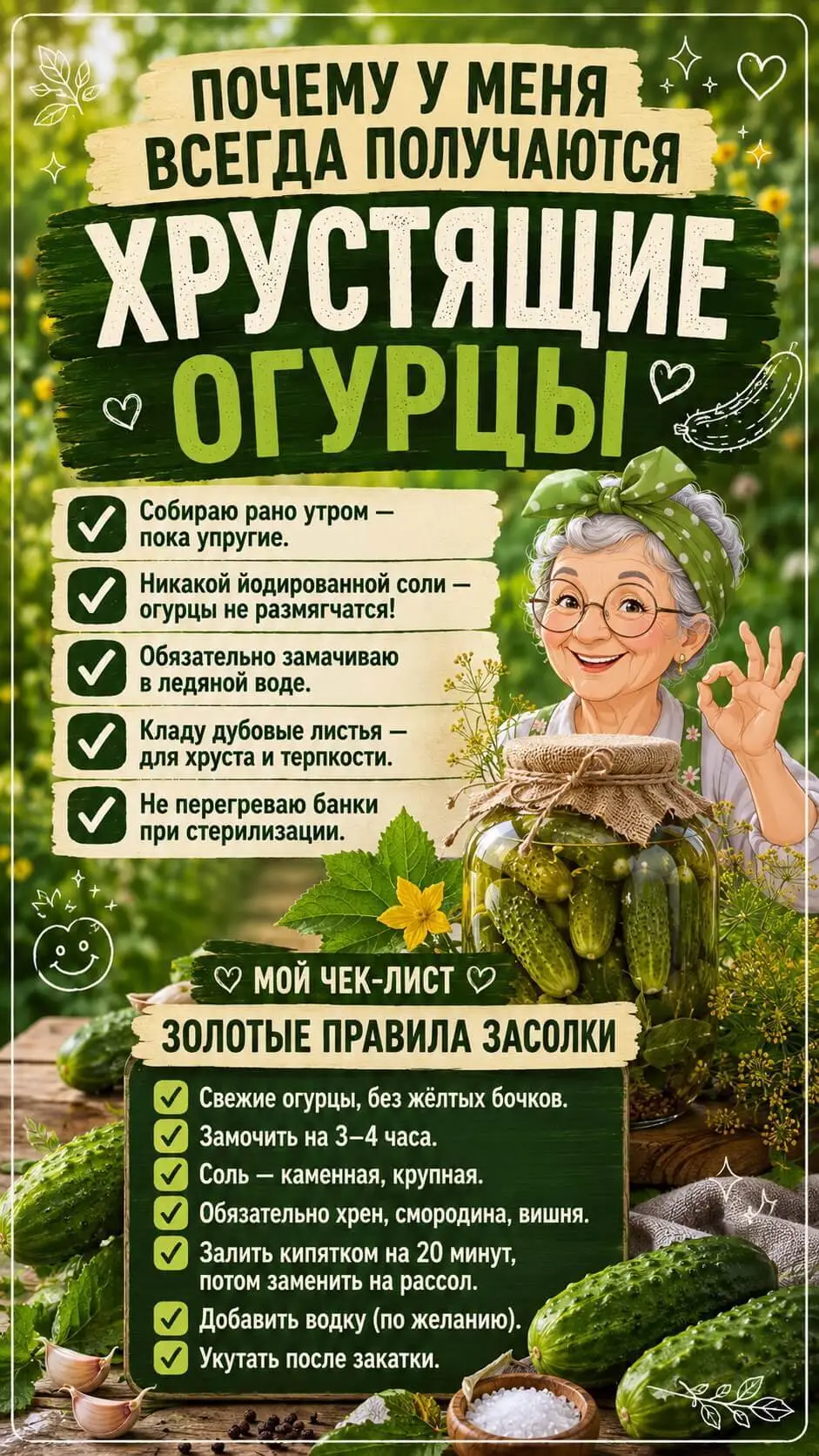 Почему у меня всегда получаются хрустящие огурцы