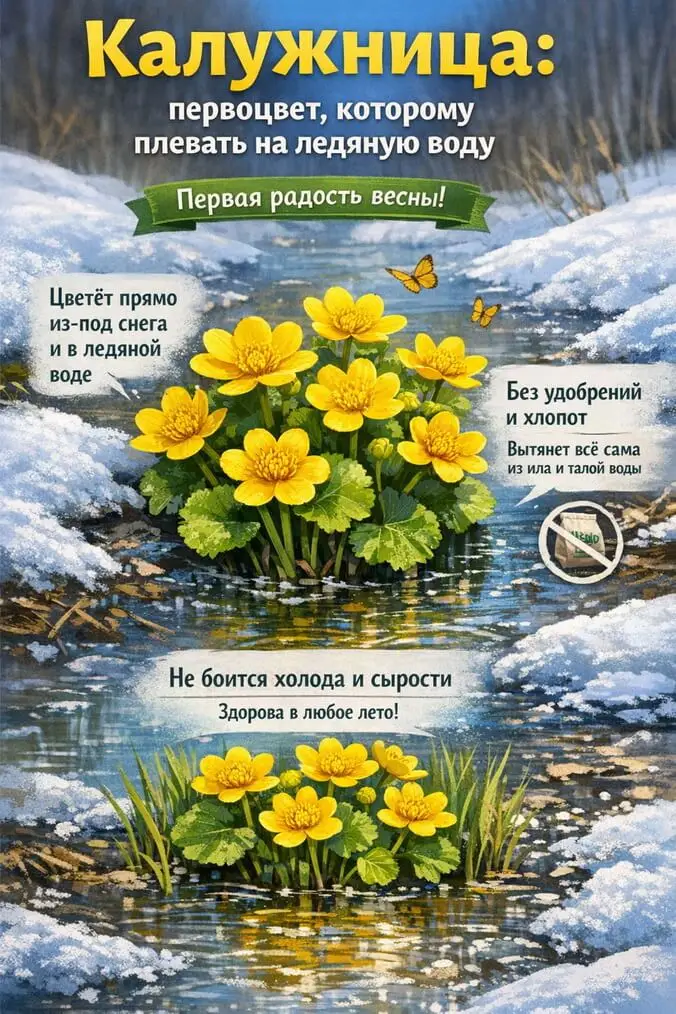 Калужница: первоцвет, которому плевать на ледяную воду
