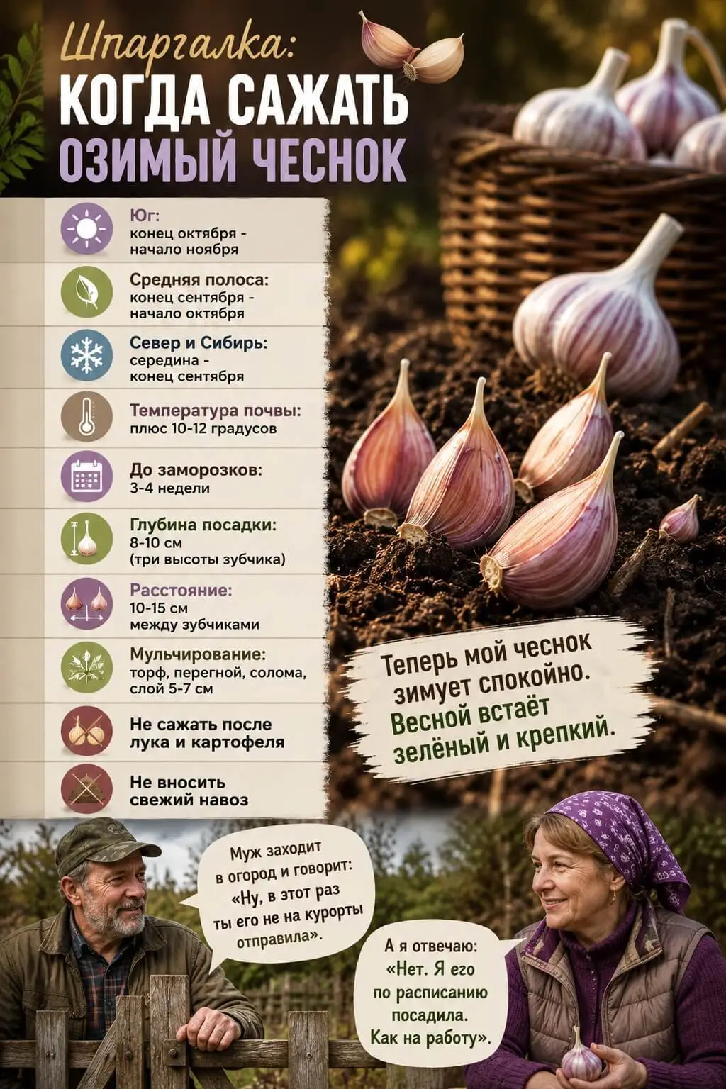 Шпаргалка: когда сажать озимый чеснок