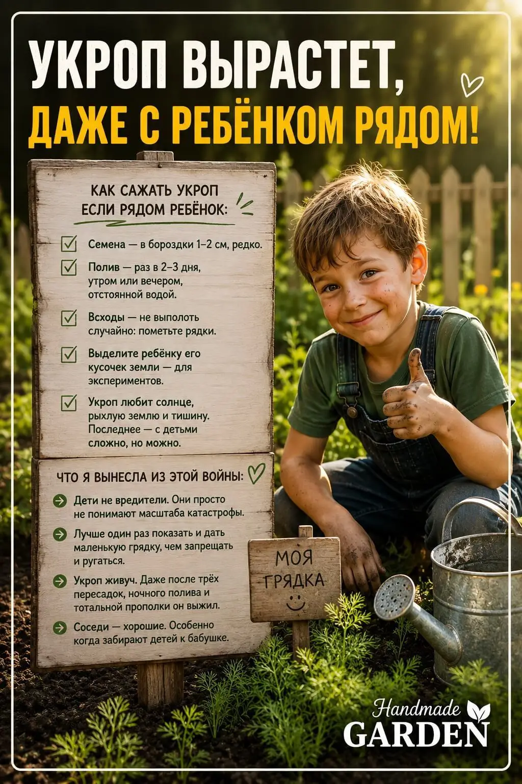 Укроп вырастет даже с ребенком рядом