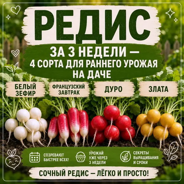 Редис за 3 недели &mdash; 4 сорта для раннего урожая на даче