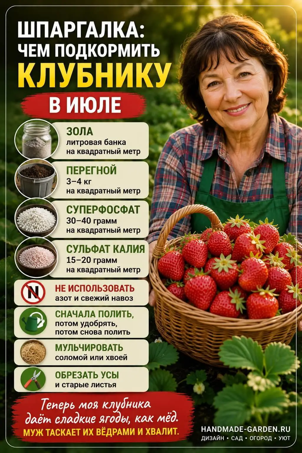 Чем подкормить клубнику в июле