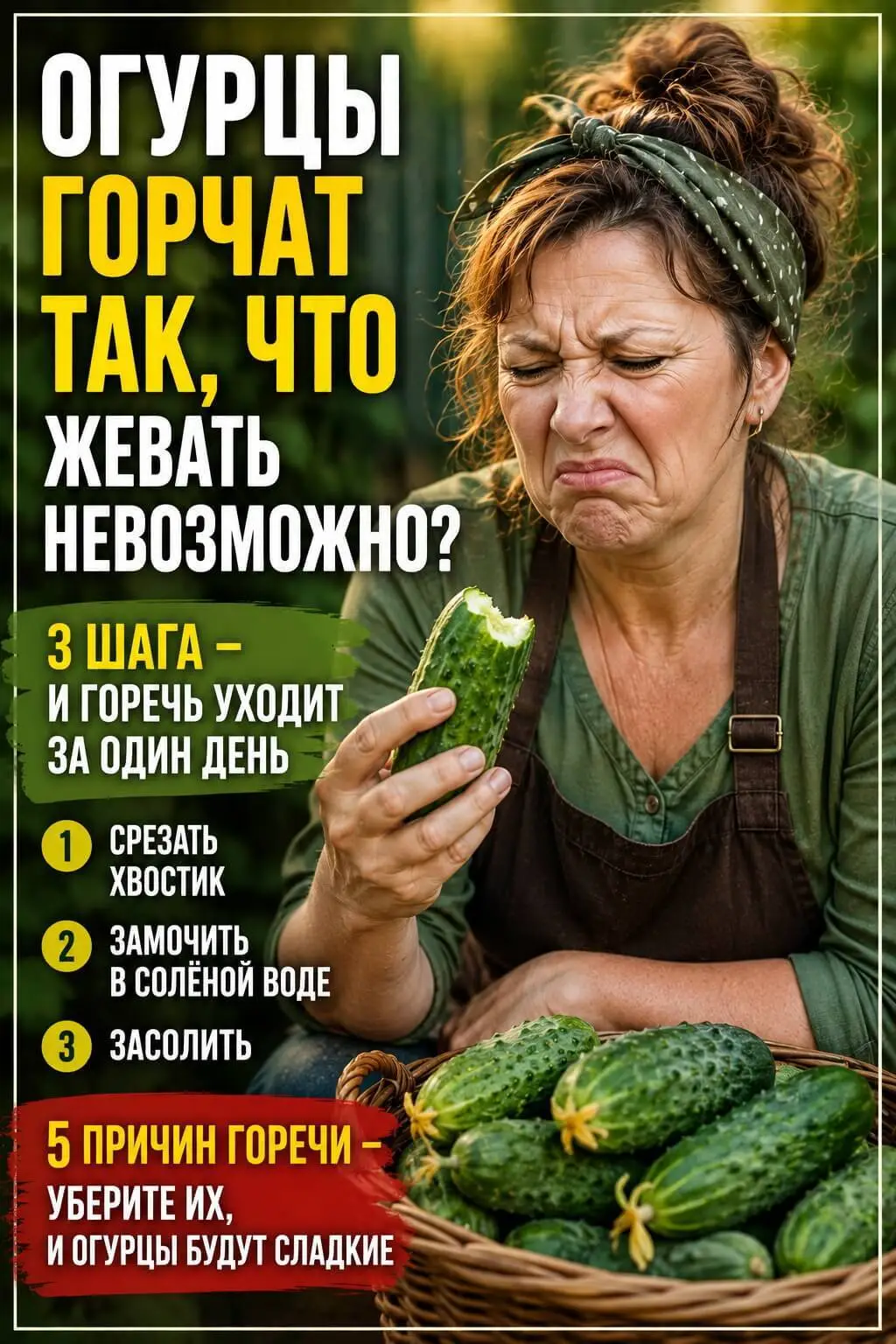 Убираем горечь огурцов