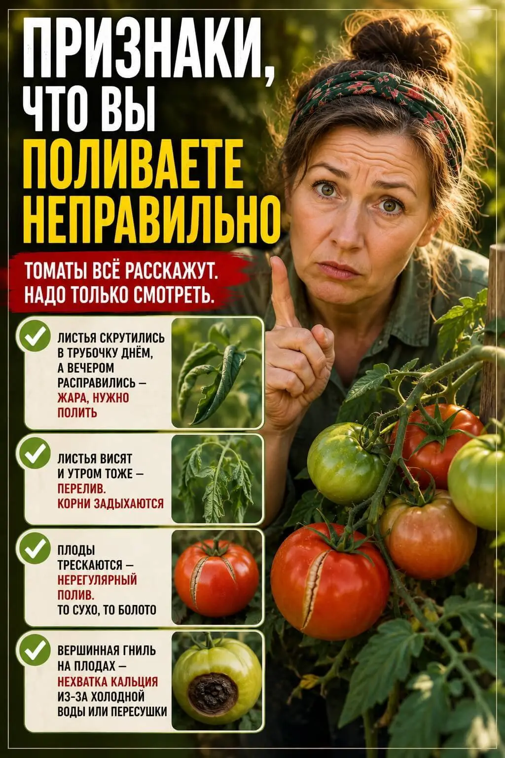Поливать томаты нужно утром