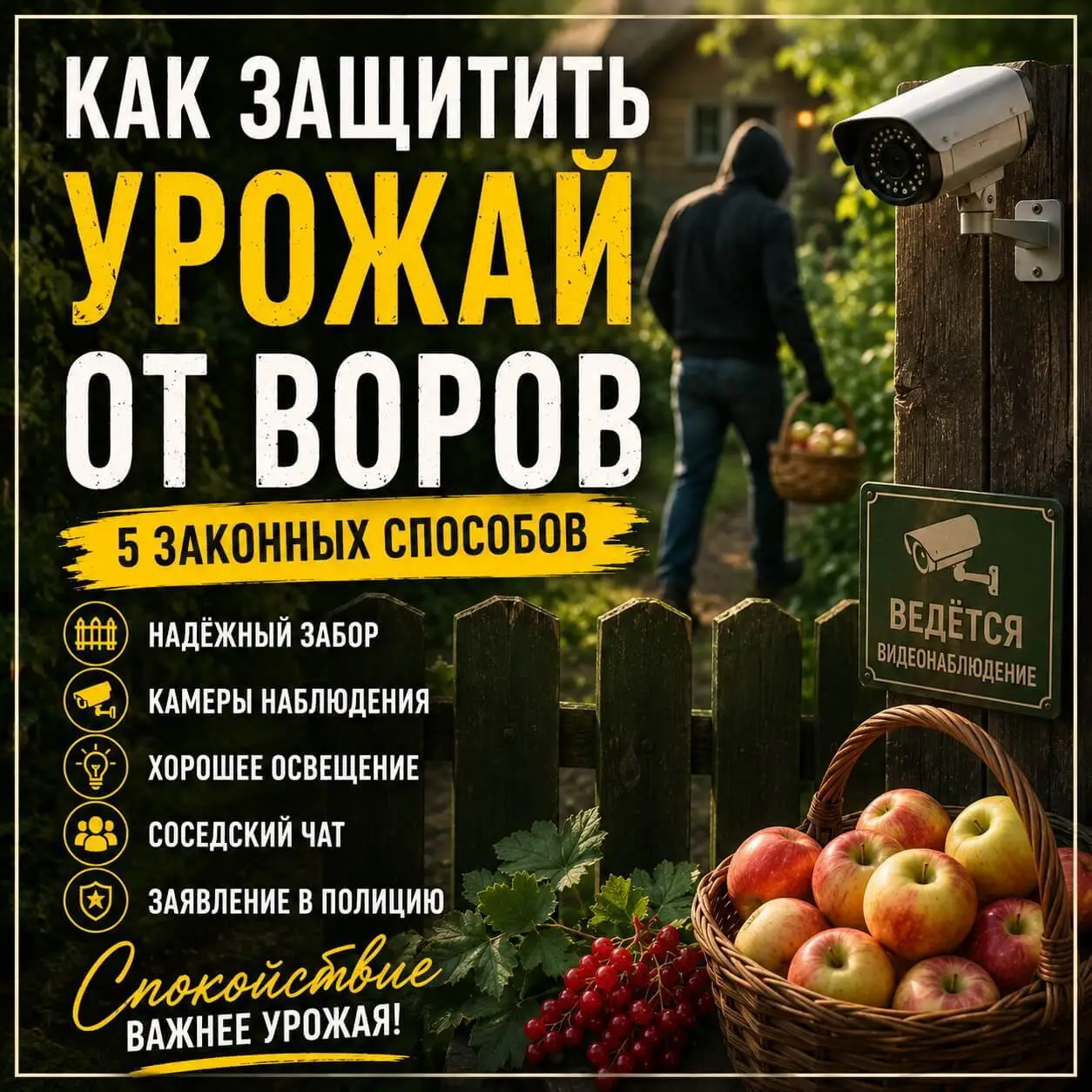 Как защитить урожай от воров без агрессии - 5 способов