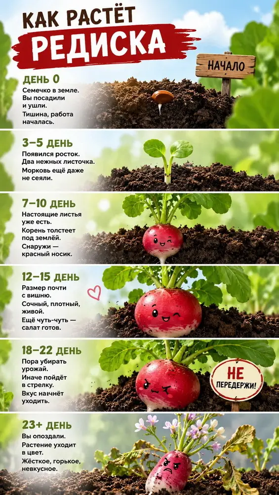Как растет редиска