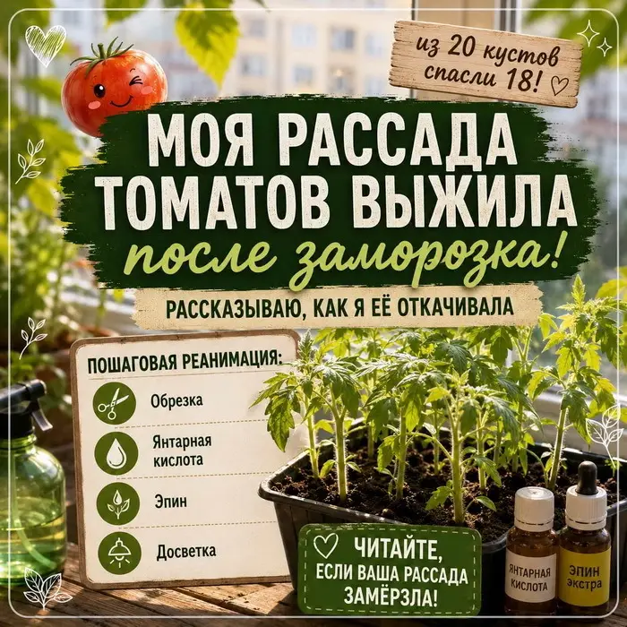 Моя рассада томатов выжила после заморозка на балконе