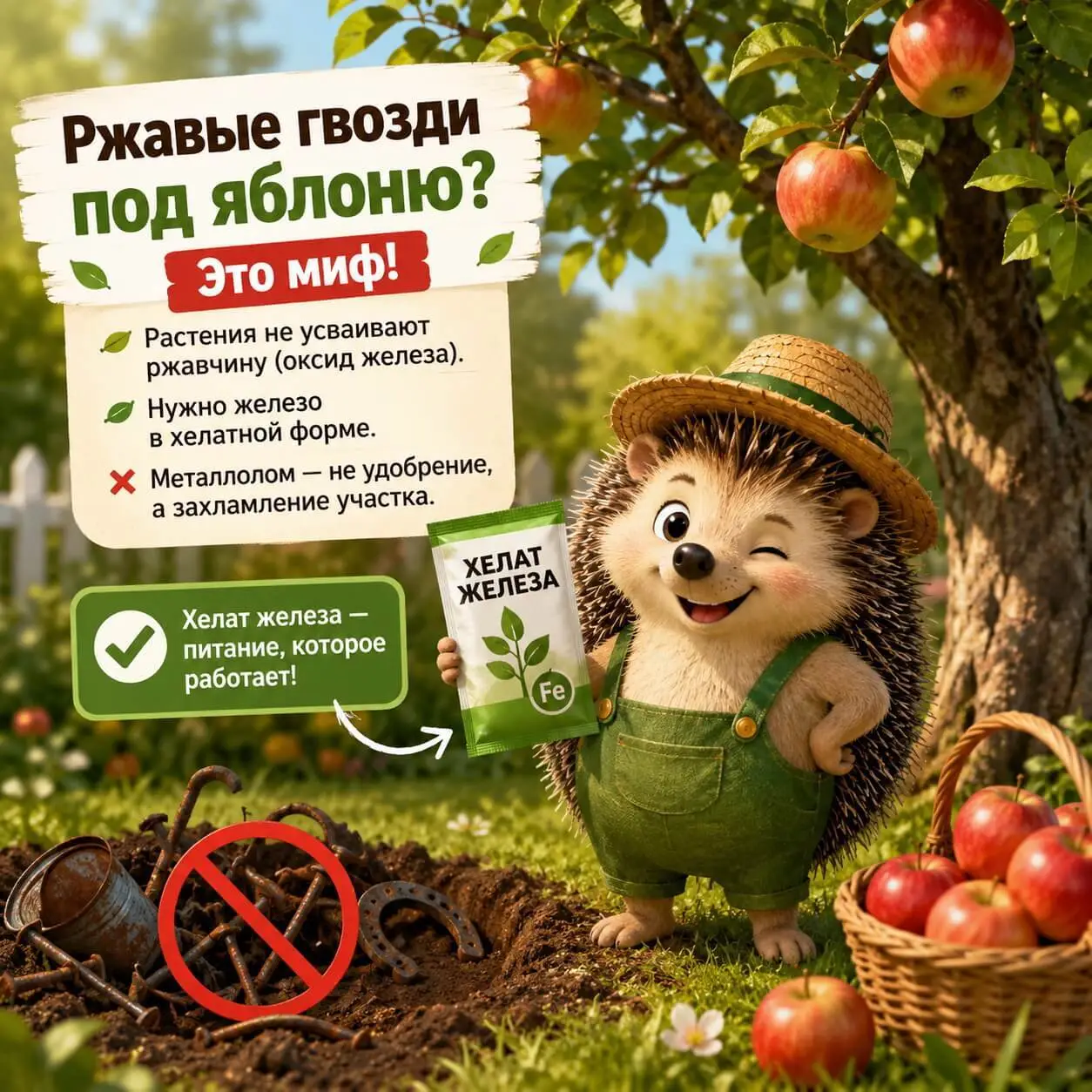 Ржавые гвозди под яблоню