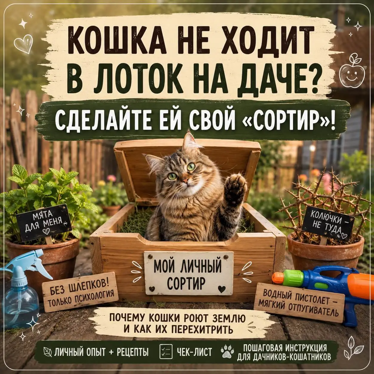 Как я подружила кошку с грядками &mdash; метод кнута и пряника
