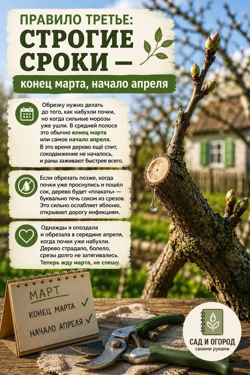 Правило третье: строгие сроки — конец марта, начало апреля