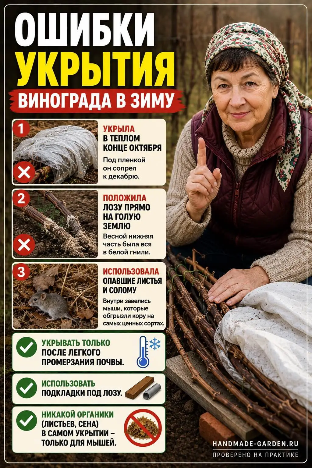 Ошибки укрытия винограда