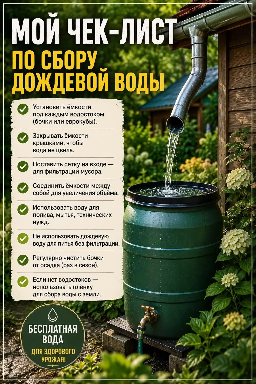 Мой чек-лист по сбору дождевой воды