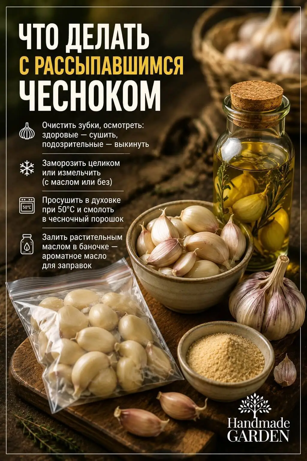 Чеснок лопнул и рассыпался