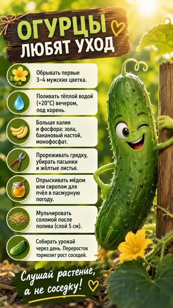 Огурцы любят уход
