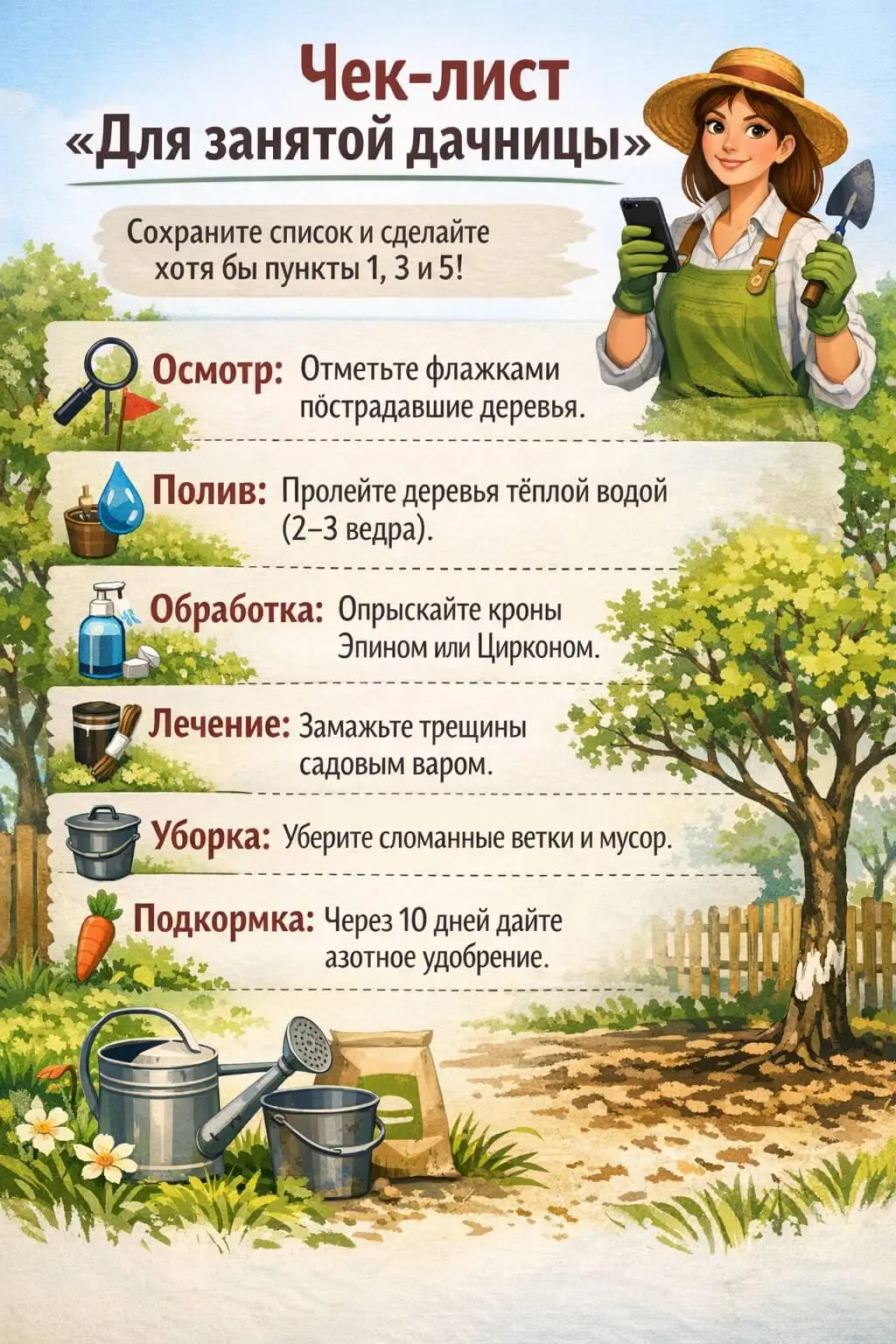 Чек-лист &laquo;Для занятой ленивой дачницы&raquo;