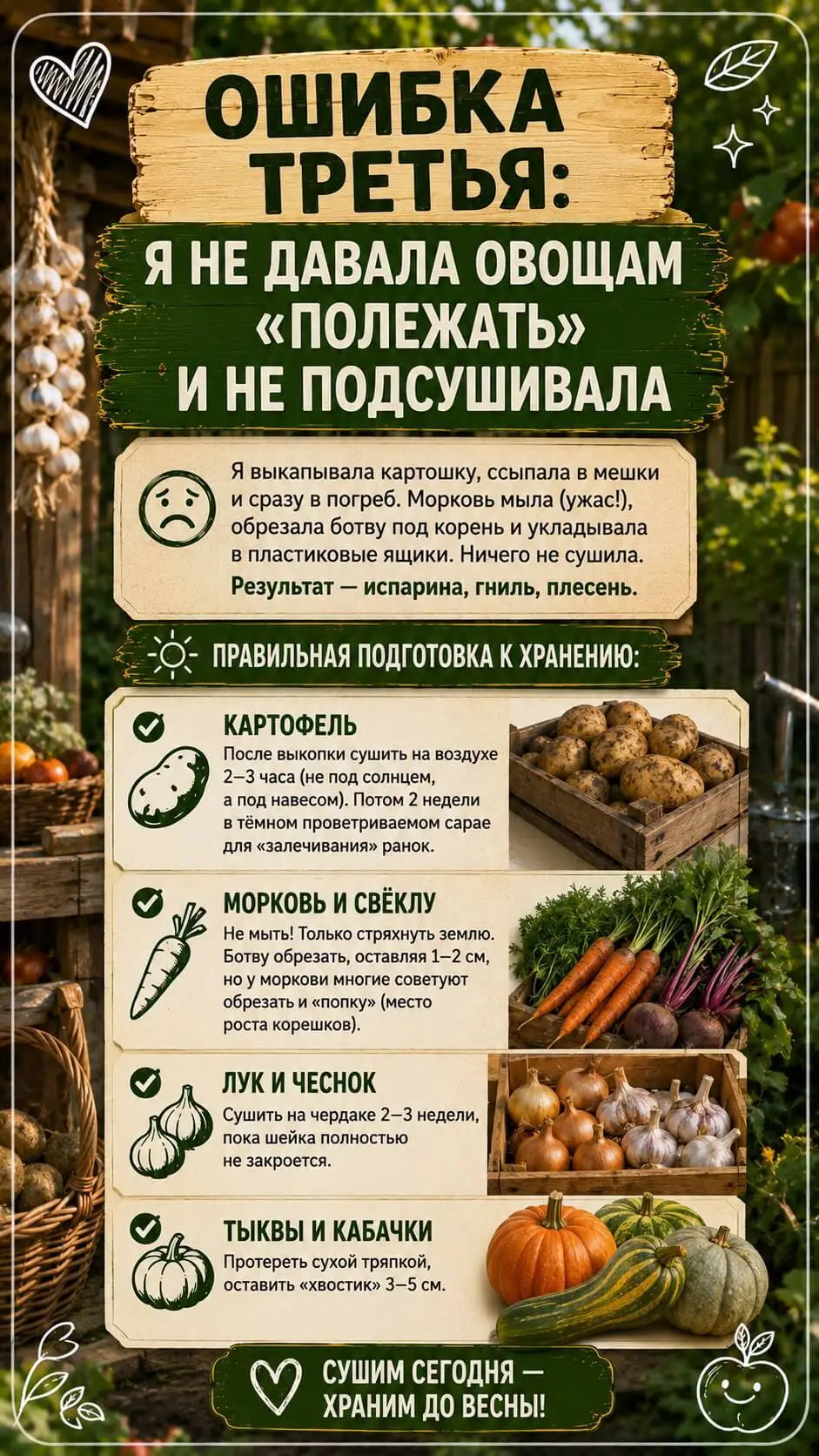 Ошибка третья: я не давала овощам «полежать» и не подсушивала