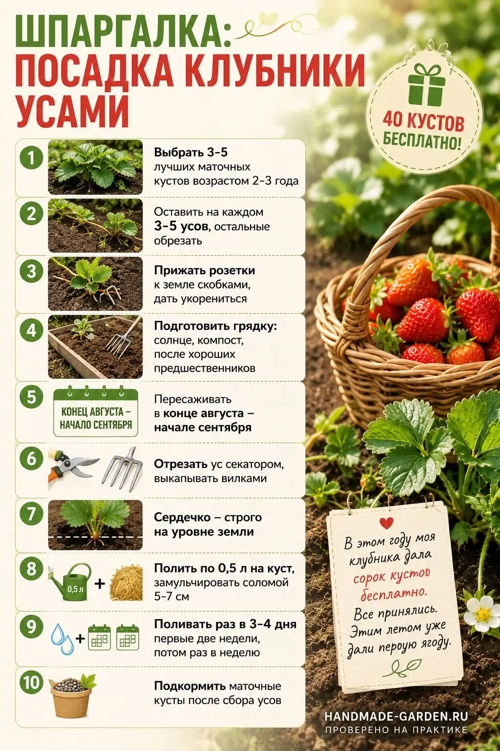 Шпаргалка: посадка клубники усами