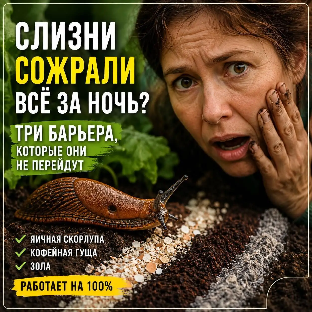 Почему слизни уходят - скорлупа режет тело, зола сушит слизь, кофеин действует как яд