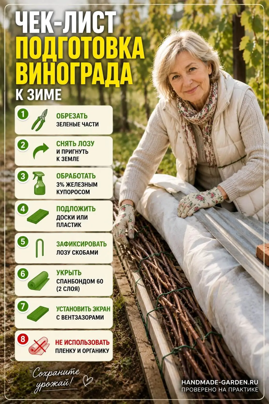 Шпаргалка: чек-лист по подготовке винограда к зиме