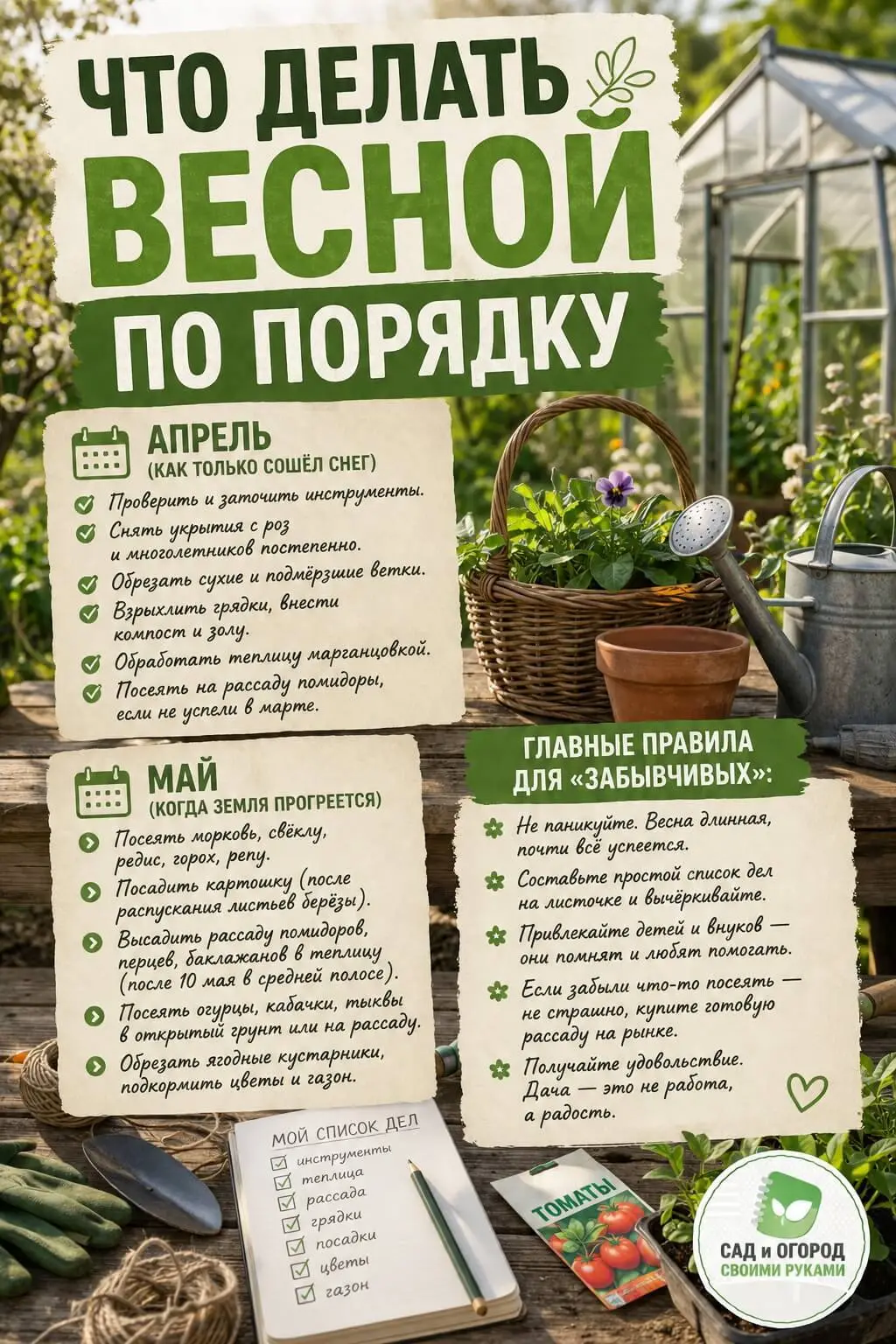 Если коротко: что делать весной по порядку