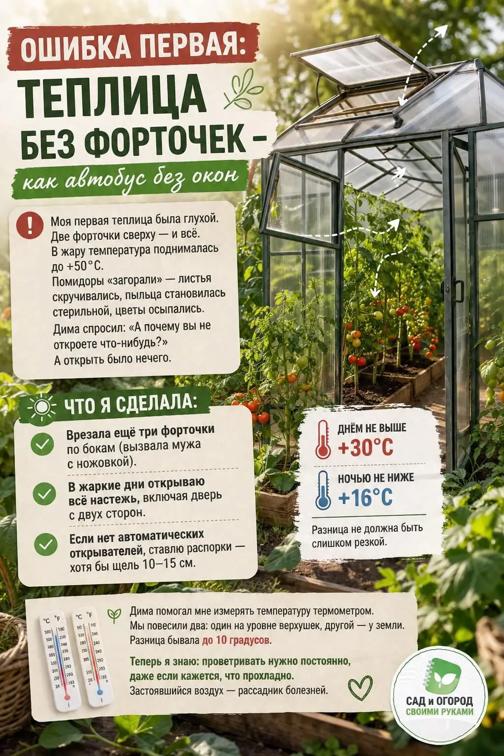 Теплица без форточек
