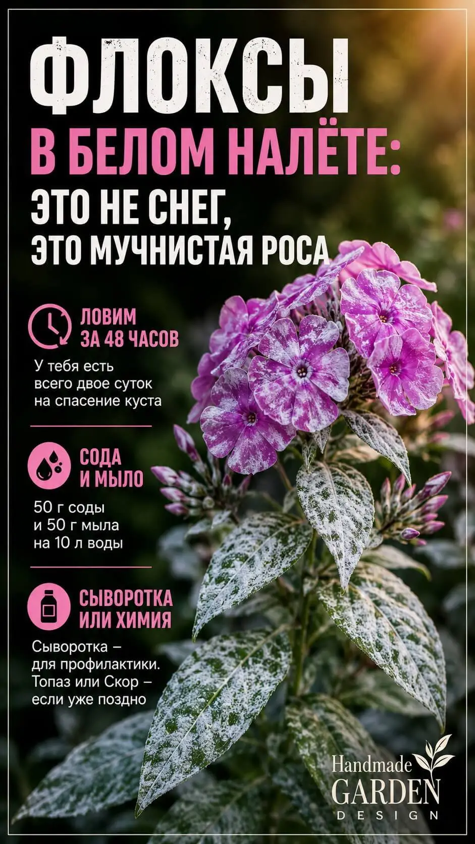 Флоксы в белом налёте: это мучнистая роса