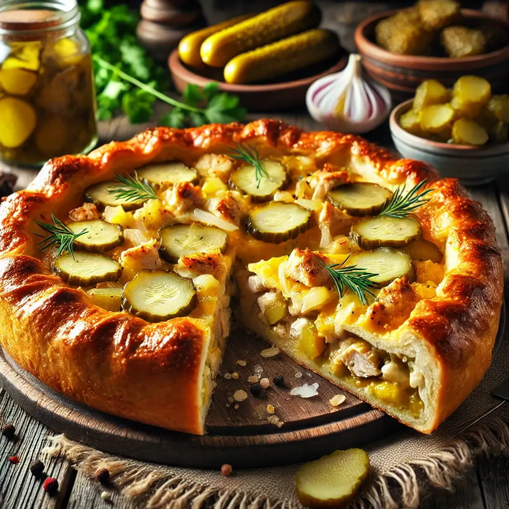 Рецепт Бердского пирога с солеными огурцами