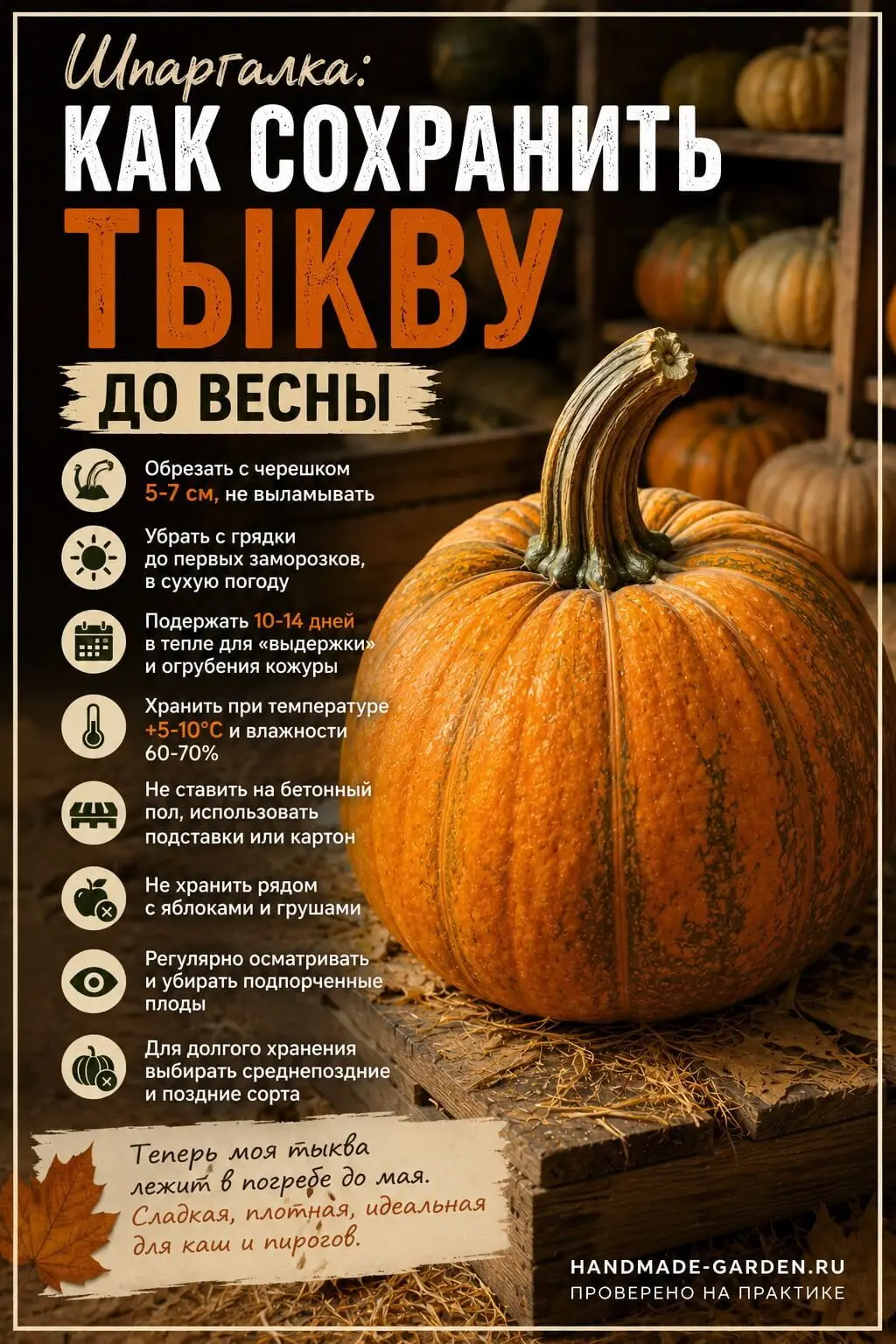 Шпаргалка: как сохранить тыкву до весны