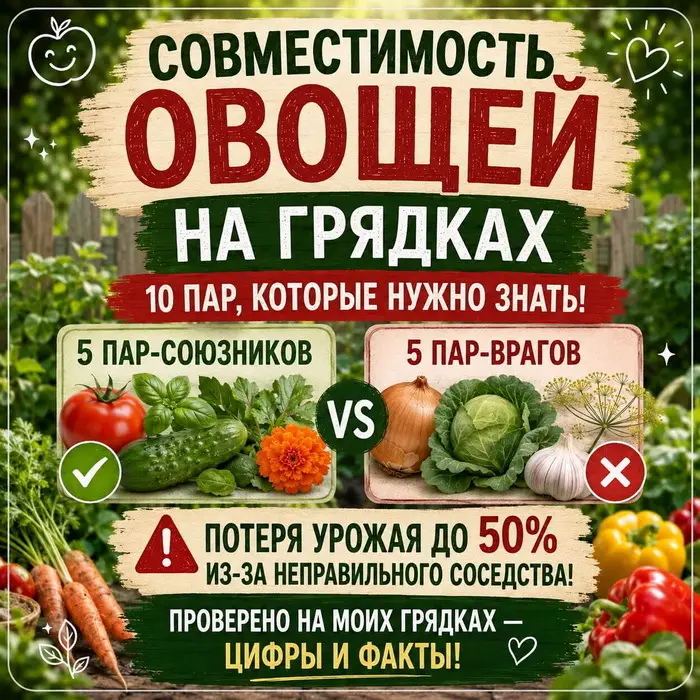 Таблица совместимости овощей: 5 пар-врагов и 5 пар-союзников для урожая