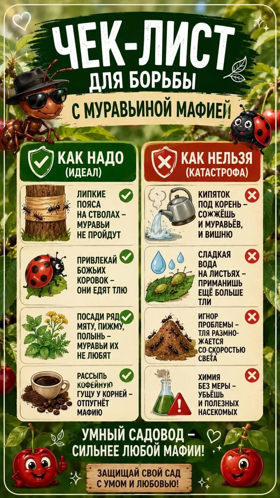 Как спасти вишню от тли и муравьёв