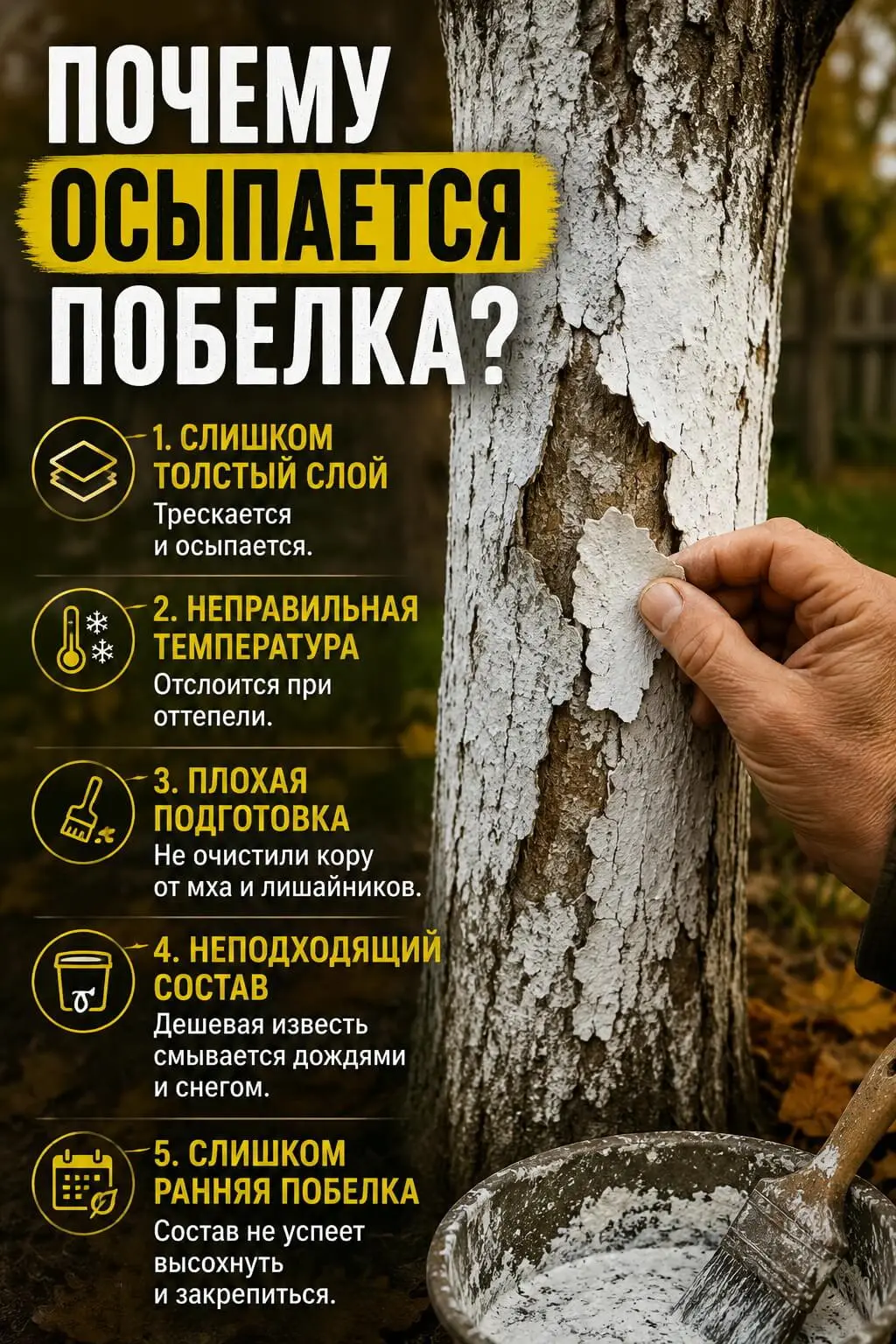 Почему осыпается побелка?